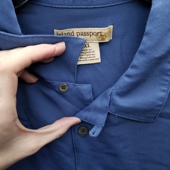 Island Passport Men's XL Blue Short Sleeve Button-Down Shirt 58" 30.5" 9.25" - Picture 6 of 12